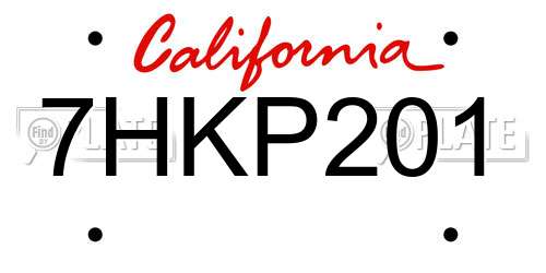 7HKP201 California License Plate