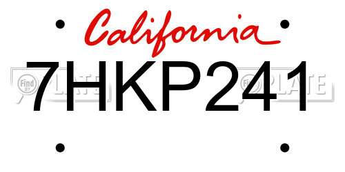 7HKP241 California License Plate