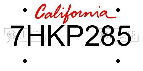 7HKP285 California License Plate