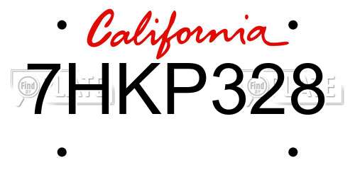 7HKP328 California License Plate