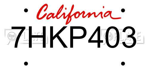 7HKP403 California License Plate