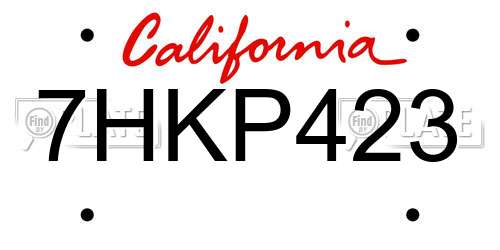 7HKP423 California License Plate