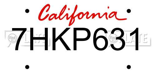 7HKP631 California License Plate