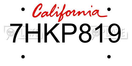 7HKP819 California License Plate