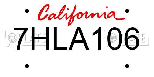 7HLA106 California License Plate