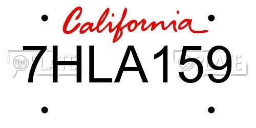 7HLA159 California License Plate