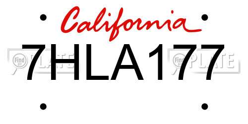 7HLA177 California License Plate