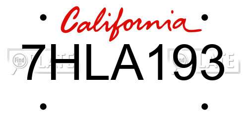 7HLA193 California License Plate