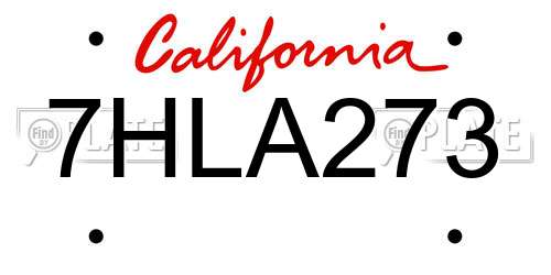 7HLA273 California License Plate