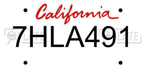 7HLA491 California License Plate