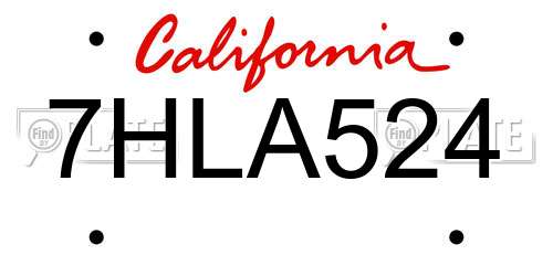 7HLA524 California License Plate