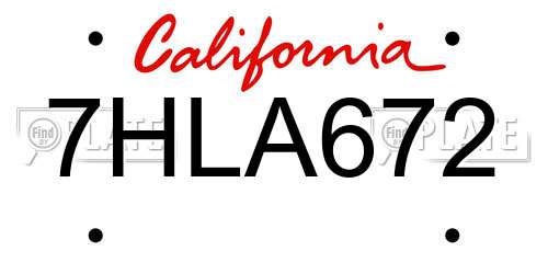 7HLA672 California License Plate