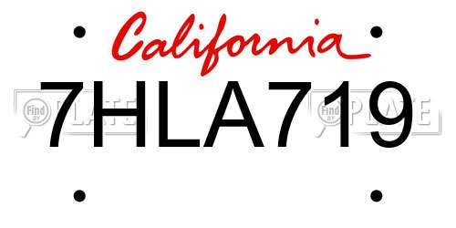 7HLA719 California License Plate