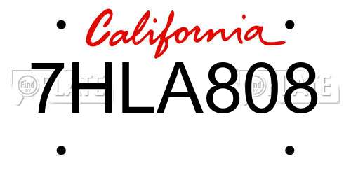 7HLA808 California License Plate
