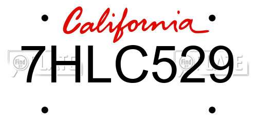 7HLC529 California License Plate