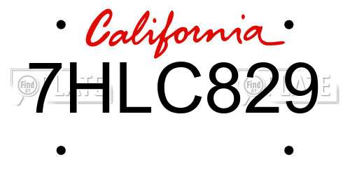 7HLC829 California License Plate