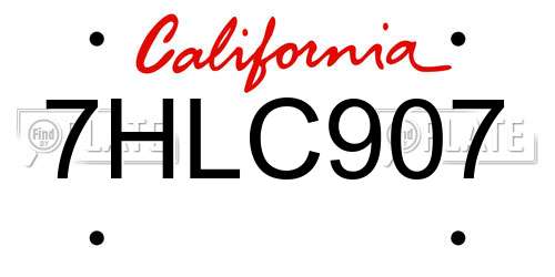 7HLC907 California License Plate