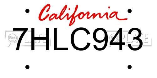 7HLC943 California License Plate