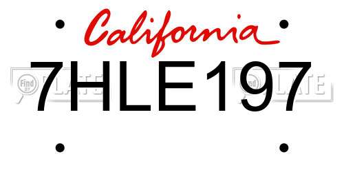 7HLE197 California License Plate