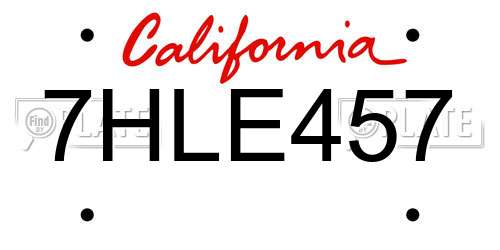 7HLE457 California License Plate
