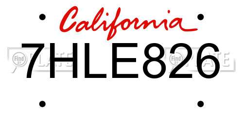7HLE826 California License Plate