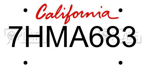 7HMA683 California License Plate
