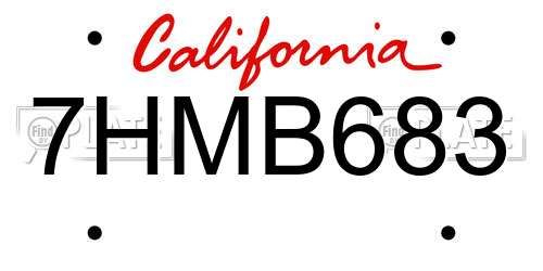 7HMB683 California License Plate