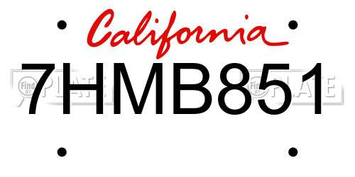 7HMB851 California License Plate