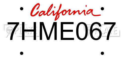 7HME067 California License Plate