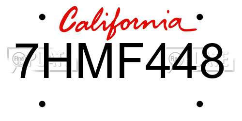 7HMF448 California License Plate
