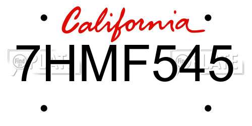 7HMF545 California License Plate