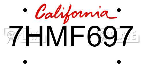 7HMF697 California License Plate