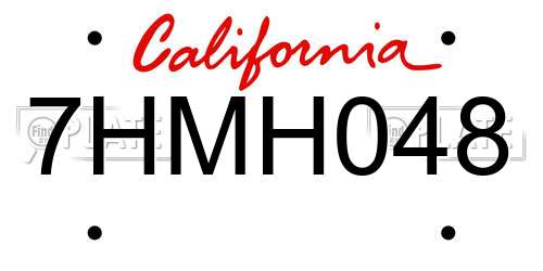 7HMH048 California License Plate