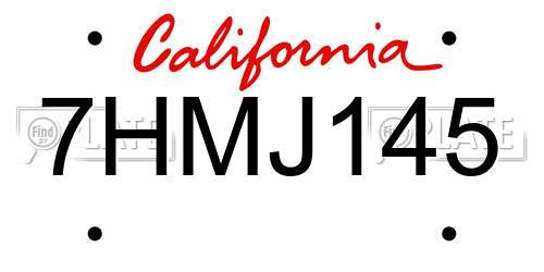7HMJ145 California License Plate