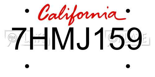 7HMJ159 California License Plate