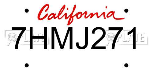 7HMJ271 California License Plate