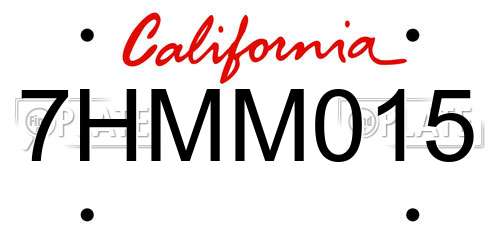 7HMM015 California License Plate