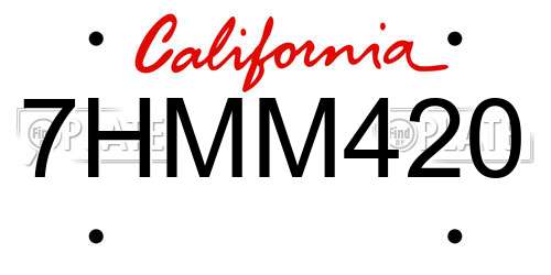 7HMM420 California License Plate