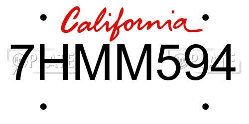 7HMM594 California License Plate