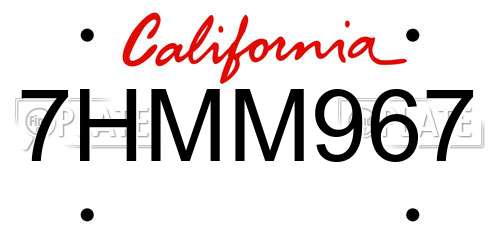 7HMM967 California License Plate