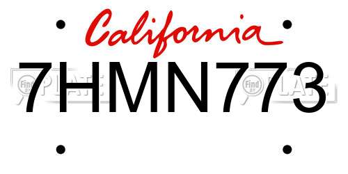 7HMN773 California License Plate