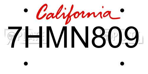 7HMN809 California License Plate