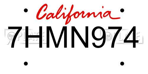 7HMN974 California License Plate
