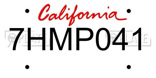 7HMP041 California License Plate