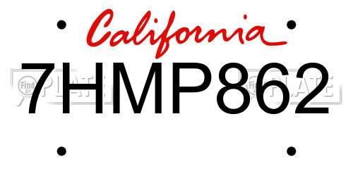 7HMP862 California License Plate