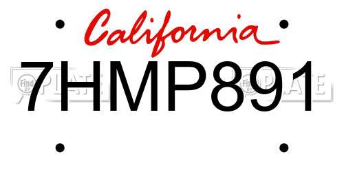 7HMP891 California License Plate