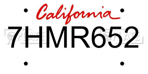7HMR652 California License Plate