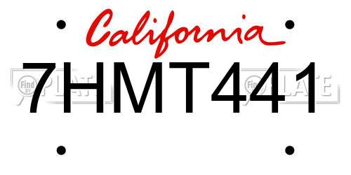 7HMT441 California License Plate