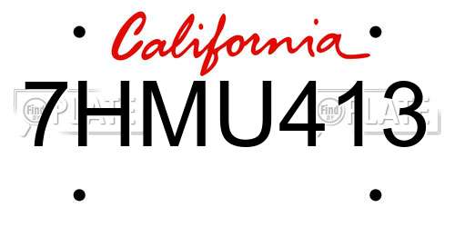 7HMU413 California License Plate