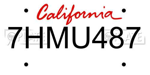 7HMU487 California License Plate